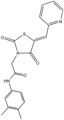 N-(3,4-dimethylphenyl)-2-[2,4-dioxo-5-(2-pyridinylmethylene)-1,3-thiazolidin-3-yl]acetamide 化学構造式