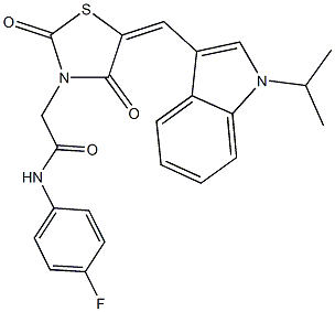 N-(4-fluorophenyl)-2-{5-[(1-isopropyl-1H-indol-3-yl)methylene]-2,4-dioxo-1,3-thiazolidin-3-yl}acetamide Structure