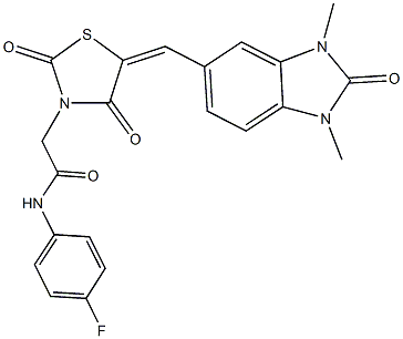 2-{5-[(1,3-dimethyl-2-oxo-2,3-dihydro-1H-benzimidazol-5-yl)methylene]-2,4-dioxo-1,3-thiazolidin-3-yl}-N-(4-fluorophenyl)acetamide|