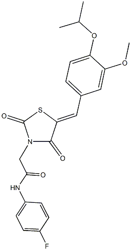 N-(4-fluorophenyl)-2-[5-(4-isopropoxy-3-methoxybenzylidene)-2,4-dioxo-1,3-thiazolidin-3-yl]acetamide Struktur