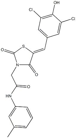 2-[5-(3,5-dichloro-4-hydroxybenzylidene)-2,4-dioxo-1,3-thiazolidin-3-yl]-N-(3-methylphenyl)acetamide 结构式