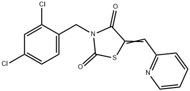 3-(2,4-dichlorobenzyl)-5-(2-pyridinylmethylene)-1,3-thiazolidine-2,4-dione 化学構造式