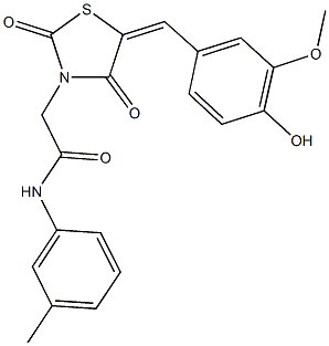 2-[5-(4-hydroxy-3-methoxybenzylidene)-2,4-dioxo-1,3-thiazolidin-3-yl]-N-(3-methylphenyl)acetamide Struktur