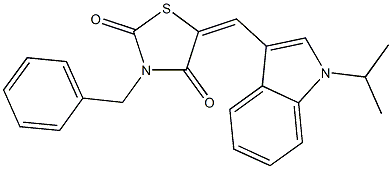 3-benzyl-5-[(1-isopropyl-1H-indol-3-yl)methylene]-1,3-thiazolidine-2,4-dione Structure