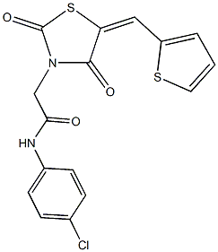 N-(4-chlorophenyl)-2-[2,4-dioxo-5-(2-thienylmethylene)-1,3-thiazolidin-3-yl]acetamide Structure