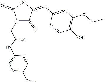 2-[5-(3-ethoxy-4-hydroxybenzylidene)-2,4-dioxo-1,3-thiazolidin-3-yl]-N-(4-methoxyphenyl)acetamide Struktur