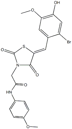 2-[5-(2-bromo-4-hydroxy-5-methoxybenzylidene)-2,4-dioxo-1,3-thiazolidin-3-yl]-N-(4-methoxyphenyl)acetamide Structure