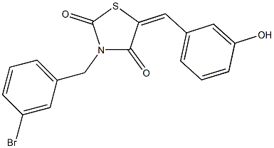 3-(3-bromobenzyl)-5-(3-hydroxybenzylidene)-1,3-thiazolidine-2,4-dione 结构式