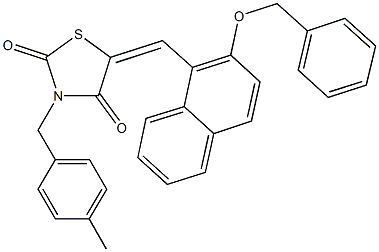 5-{[2-(benzyloxy)-1-naphthyl]methylene}-3-(4-methylbenzyl)-1,3-thiazolidine-2,4-dione,592546-98-0,结构式