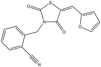 2-{[5-(2-furylmethylene)-2,4-dioxo-1,3-thiazolidin-3-yl]methyl}benzonitrile,592547-18-7,结构式
