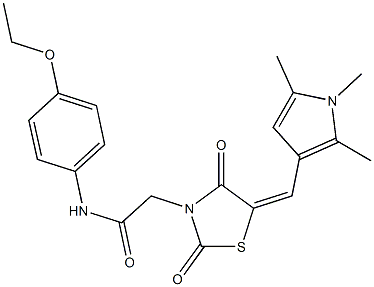 2-{2,4-dioxo-5-[(1,2,5-trimethyl-1H-pyrrol-3-yl)methylene]-1,3-thiazolidin-3-yl}-N-(4-ethoxyphenyl)acetamide,592547-80-3,结构式