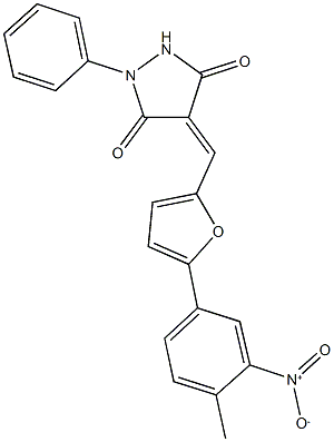 4-[(5-{3-nitro-4-methylphenyl}-2-furyl)methylene]-1-phenyl-3,5-pyrazolidinedione Structure