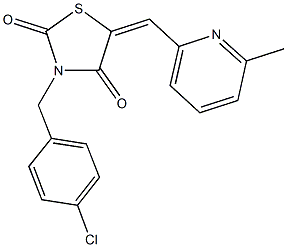 3-(4-chlorobenzyl)-5-[(6-methyl-2-pyridinyl)methylene]-1,3-thiazolidine-2,4-dione,592548-03-3,结构式