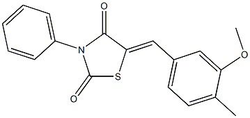 5-(3-methoxy-4-methylbenzylidene)-3-phenyl-1,3-thiazolidine-2,4-dione 化学構造式