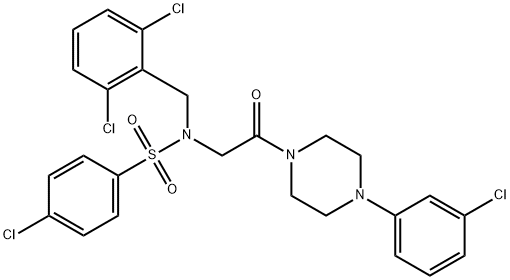 4-chloro-N-{2-[4-(3-chlorophenyl)piperazin-1-yl]-2-oxoethyl}-N-(2,6-dichlorobenzyl)benzenesulfonamide,593261-52-0,结构式