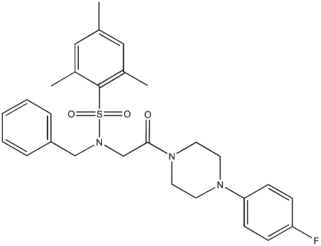 N-benzyl-N-{2-[4-(4-fluorophenyl)-1-piperazinyl]-2-oxoethyl}-2,4,6-trimethylbenzenesulfonamide,593262-63-6,结构式