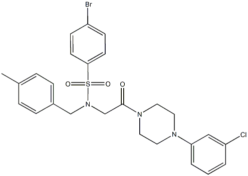4-bromo-N-{2-[4-(3-chlorophenyl)piperazin-1-yl]-2-oxoethyl}-N-(4-methylbenzyl)benzenesulfonamide,593262-84-1,结构式