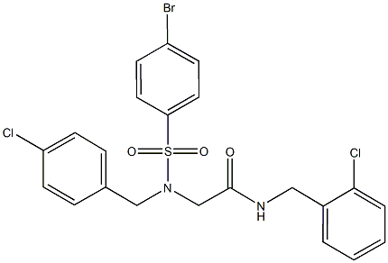 2-[[(4-bromophenyl)sulfonyl](4-chlorobenzyl)amino]-N-(2-chlorobenzyl)acetamide,593262-92-1,结构式