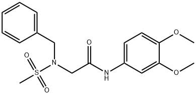 2-[benzyl(methylsulfonyl)amino]-N-(3,4-dimethoxyphenyl)acetamide,593264-02-9,结构式