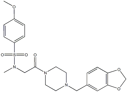 N-{2-[4-(1,3-benzodioxol-5-ylmethyl)-1-piperazinyl]-2-oxoethyl}-4-methoxy-N-methylbenzenesulfonamide Structure