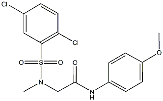 2-[[(2,5-dichlorophenyl)sulfonyl](methyl)amino]-N-(4-methoxyphenyl)acetamide 化学構造式