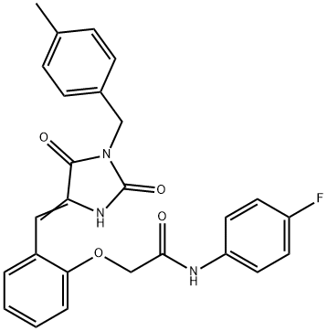 N-(4-fluorophenyl)-2-(2-{[1-(4-methylbenzyl)-2,5-dioxo-4-imidazolidinylidene]methyl}phenoxy)acetamide Structure