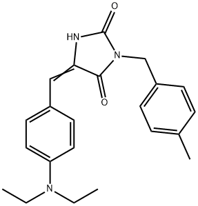 5-[4-(diethylamino)benzylidene]-3-(4-methylbenzyl)-2,4-imidazolidinedione 化学構造式