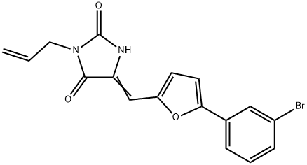 3-allyl-5-{[5-(3-bromophenyl)-2-furyl]methylene}-2,4-imidazolidinedione,593265-59-9,结构式