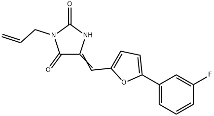 3-allyl-5-{[5-(3-fluorophenyl)-2-furyl]methylene}-2,4-imidazolidinedione,593265-60-2,结构式