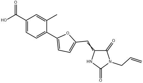 4-{5-[(1-allyl-2,5-dioxo-4-imidazolidinylidene)methyl]-2-furyl}-3-methylbenzoic acid Struktur