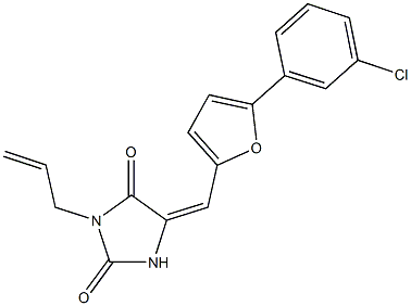 3-allyl-5-{[5-(3-chlorophenyl)-2-furyl]methylene}-2,4-imidazolidinedione 化学構造式