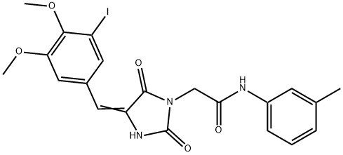 2-[4-(3-iodo-4,5-dimethoxybenzylidene)-2,5-dioxo-1-imidazolidinyl]-N-(3-methylphenyl)acetamide Struktur