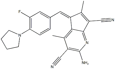 2-amino-5-[3-fluoro-4-(1-pyrrolidinyl)benzylidene]-4,6-dimethyl-5H-cyclopenta[b]pyridine-3,7-dicarbonitrile|