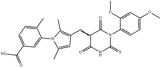 3-{3-[(1-(2,4-dimethoxyphenyl)-4,6-dioxo-2-thioxotetrahydro-5(2H)-pyrimidinylidene)methyl]-2,5-dimethyl-1H-pyrrol-1-yl}-4-methylbenzoic acid|