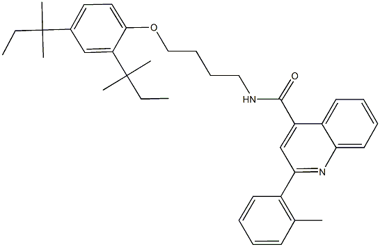 N-[4-(2,4-ditert-pentylphenoxy)butyl]-2-(2-methylphenyl)-4-quinolinecarboxamide 化学構造式