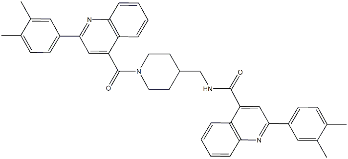 2-(3,4-dimethylphenyl)-N-[(1-{[2-(3,4-dimethylphenyl)-4-quinolinyl]carbonyl}-4-piperidinyl)methyl]-4-quinolinecarboxamide Structure