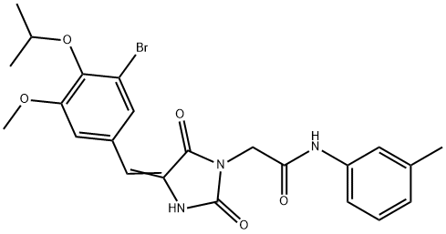 2-[4-(3-bromo-4-isopropoxy-5-methoxybenzylidene)-2,5-dioxo-1-imidazolidinyl]-N-(3-methylphenyl)acetamide Struktur