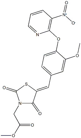 methyl {5-[4-({3-nitro-2-pyridinyl}oxy)-3-methoxybenzylidene]-2,4-dioxo-1,3-thiazolidin-3-yl}acetate Structure