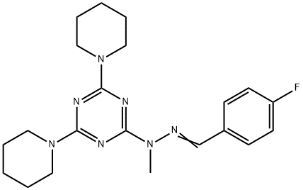 4-fluorobenzaldehyde [4,6-di(1-piperidinyl)-1,3,5-triazin-2-yl](methyl)hydrazone 化学構造式