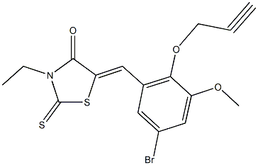 5-[5-bromo-3-methoxy-2-(2-propynyloxy)benzylidene]-3-ethyl-2-thioxo-1,3-thiazolidin-4-one Structure