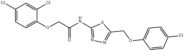 N-{5-[(4-chlorophenoxy)methyl]-1,3,4-thiadiazol-2-yl}-2-(2,4-dichlorophenoxy)acetamide 结构式