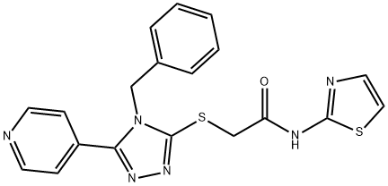 2-{[4-benzyl-5-(4-pyridinyl)-4H-1,2,4-triazol-3-yl]sulfanyl}-N-(1,3-thiazol-2-yl)acetamide Struktur