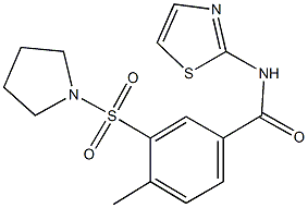 4-methyl-3-(1-pyrrolidinylsulfonyl)-N-(1,3-thiazol-2-yl)benzamide,603971-69-3,结构式