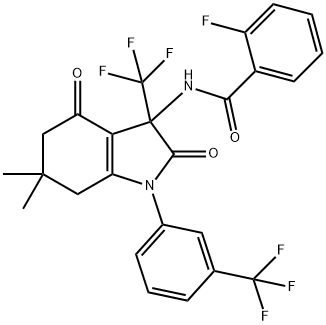 N-{6,6-dimethyl-2,4-dioxo-3-(trifluoromethyl)-1-[3-(trifluoromethyl)phenyl]-2,3,4,5,6,7-hexahydro-1H-indol-3-yl}-2-fluorobenzamide|