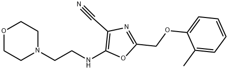 2-[(2-methylphenoxy)methyl]-5-{[2-(4-morpholinyl)ethyl]amino}-1,3-oxazole-4-carbonitrile Struktur