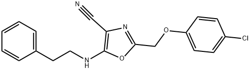 2-[(4-chlorophenoxy)methyl]-5-[(2-phenylethyl)amino]-1,3-oxazole-4-carbonitrile 结构式