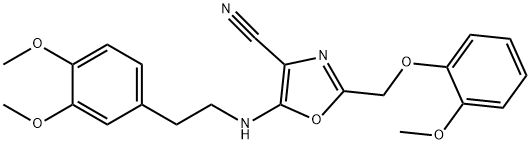 5-{[2-(3,4-dimethoxyphenyl)ethyl]amino}-2-[(2-methoxyphenoxy)methyl]-1,3-oxazole-4-carbonitrile Structure