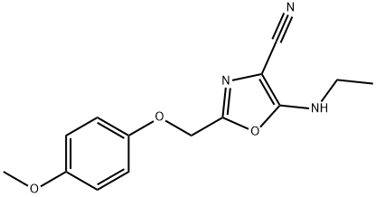 5-(ethylamino)-2-[(4-methoxyphenoxy)methyl]-1,3-oxazole-4-carbonitrile Structure