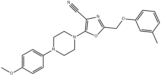 5-[4-(4-methoxyphenyl)-1-piperazinyl]-2-[(3-methylphenoxy)methyl]-1,3-oxazole-4-carbonitrile,606947-32-4,结构式