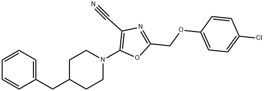 5-(4-benzyl-1-piperidinyl)-2-[(4-chlorophenoxy)methyl]-1,3-oxazole-4-carbonitrile Struktur